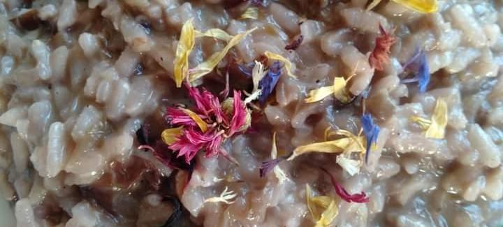 Risotto di radicchio di Treviso e fiori