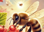 Sur les fleurs de groseilles