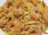 Tagliatelles aux crevettes, sauce crémeuse au Saint Marcelin