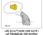les sculptures des rats : le penseur de Rodin