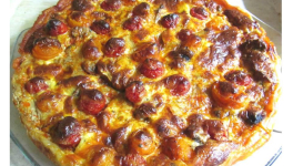 Tarte aux tomates cerises, champignons et chorizo