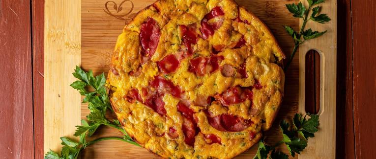 Tarte au chèvre frais, bacon et artichauts