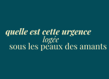 éclats du féminin - quelle est cette urgence logée sous les peaux des amants