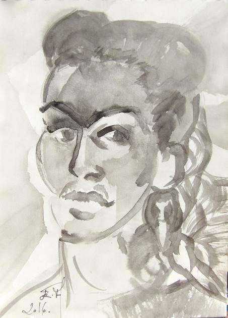 Frida Khalo 2 - Dessin jeux d'ombre et de lumière - 2016
