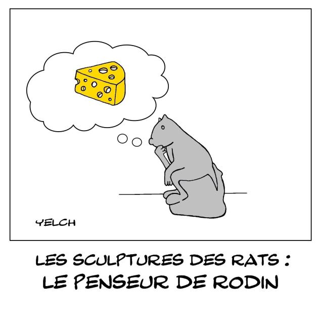 les sculptures des rats : le penseur de Rodin