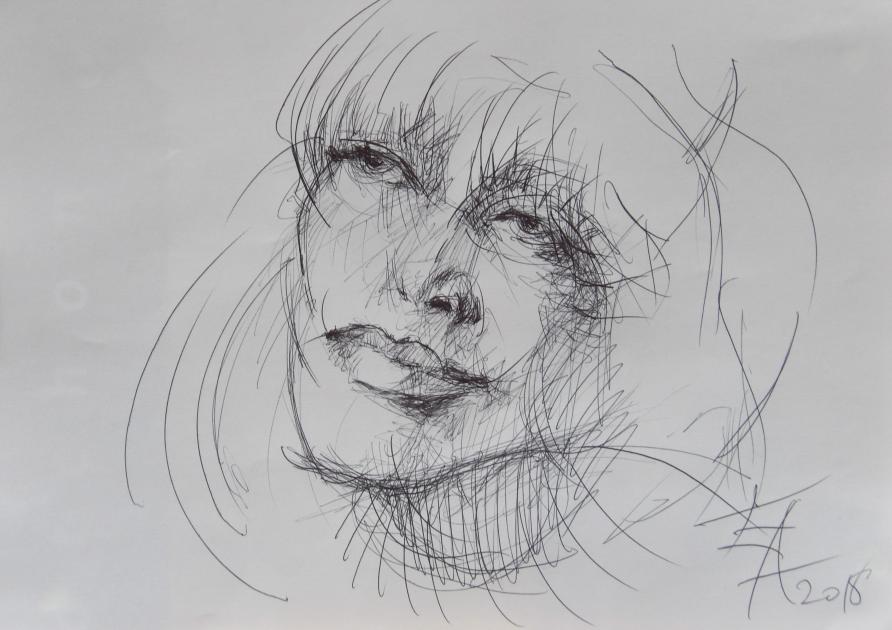 Dessins d'après les screen test d'Andy Warhol  shot between 1963 and 1966 -9 -Nico (4) - 2018