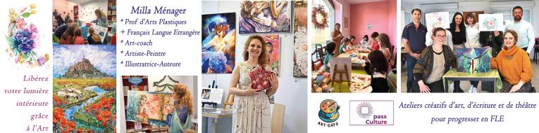 Milla Ménager. Prof d'Arts Plastiques, de Français et de Russe. Illustratrice, Auteure.