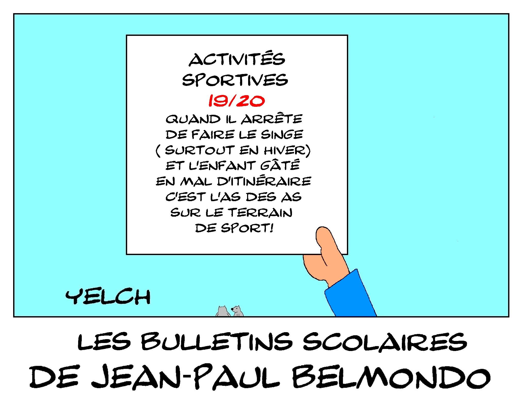 les bulletins scolaires de Jean-Paul Belmondo : activités sportives