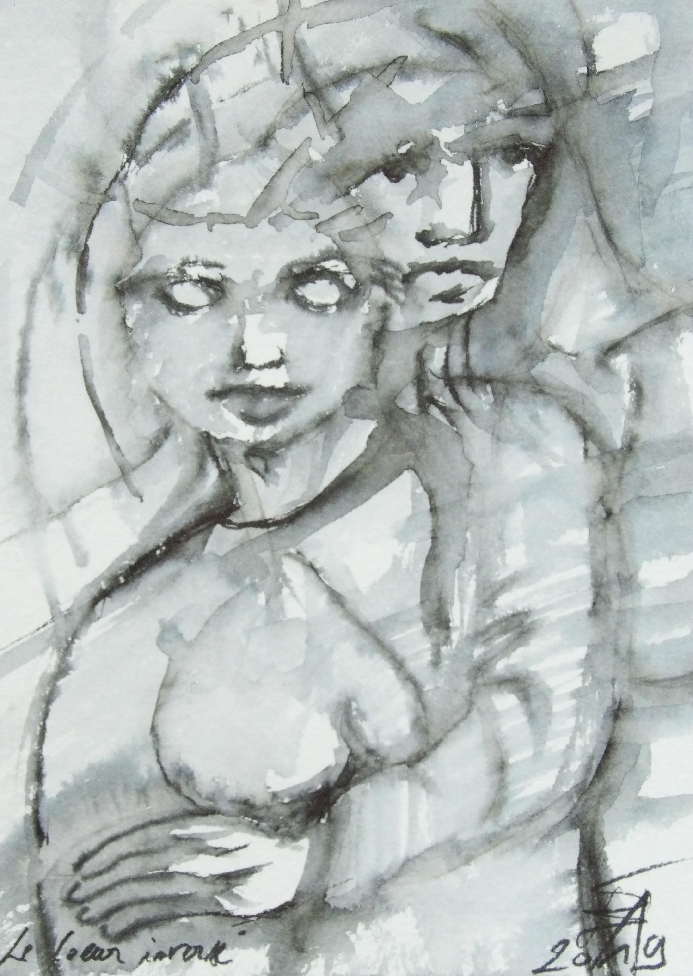 Le coeur inversé - dessin jeux d'ombre et de lumière - 2019