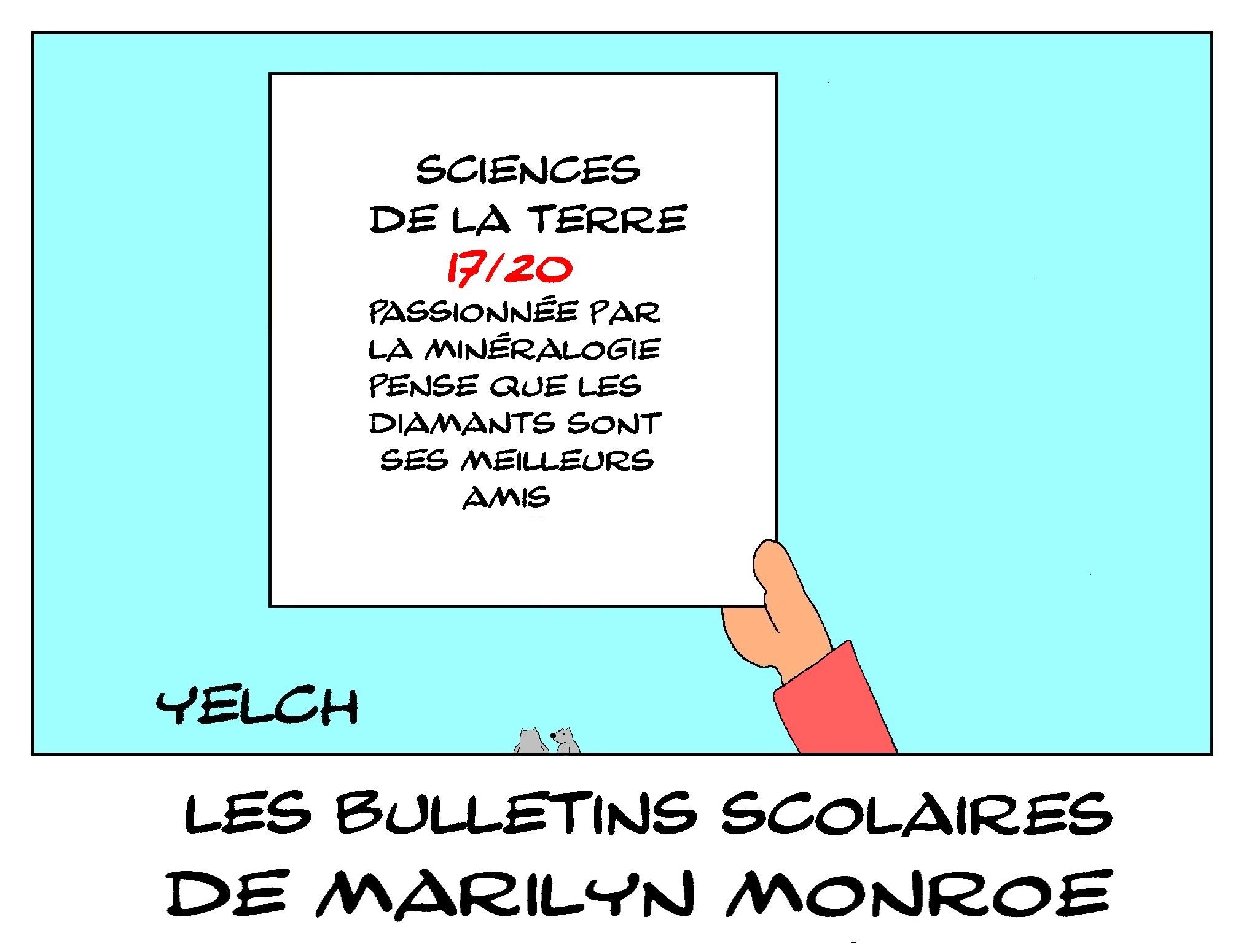 les bulletins scolaires de Marilyn Monroe: sciences de la terre