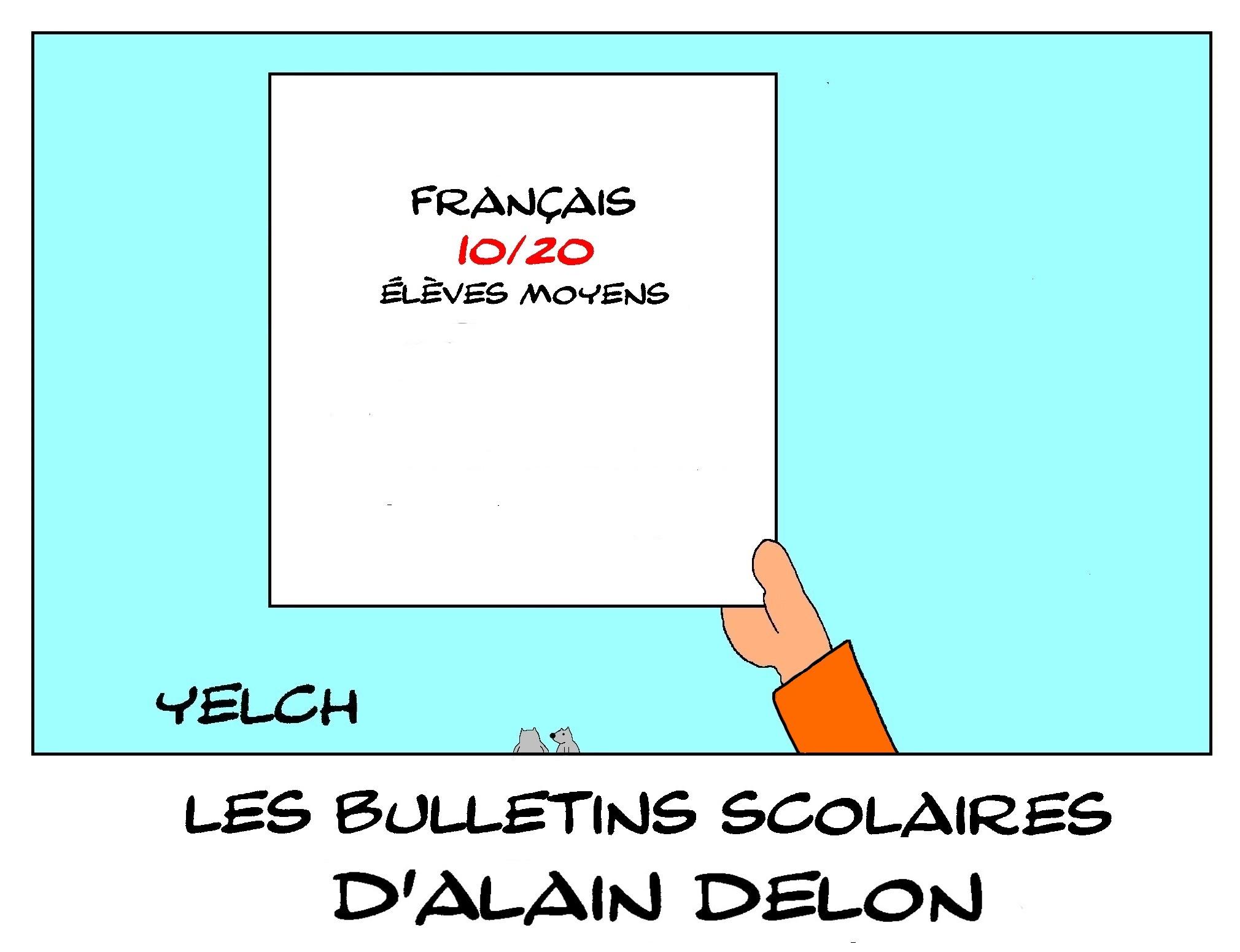 les bulletins scolaires d'Alain Delon : français