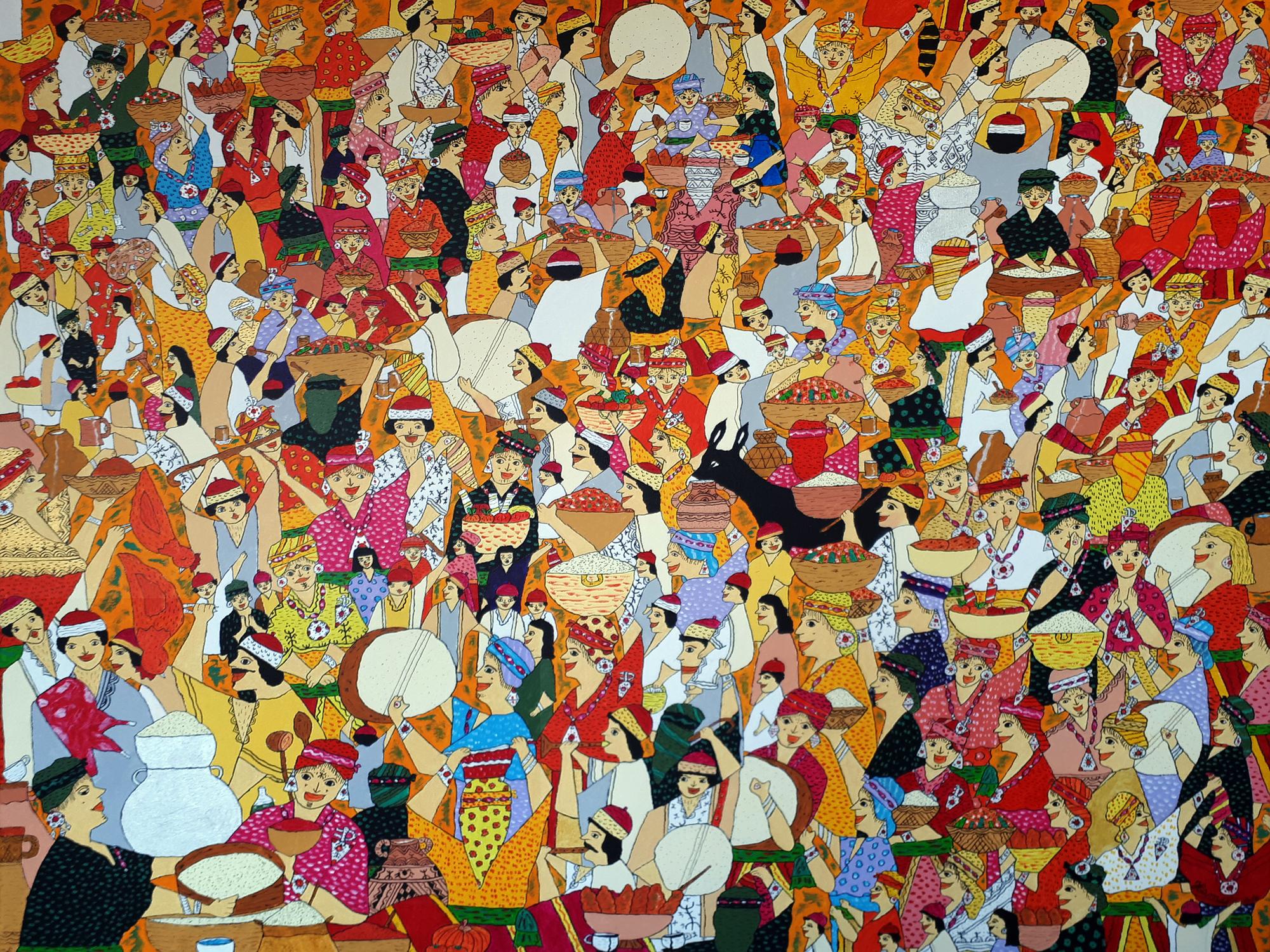 La Fête de LennayerAcrylique et encre de chine sur toile (70x80 cm)HAMSI Boubeker 2020