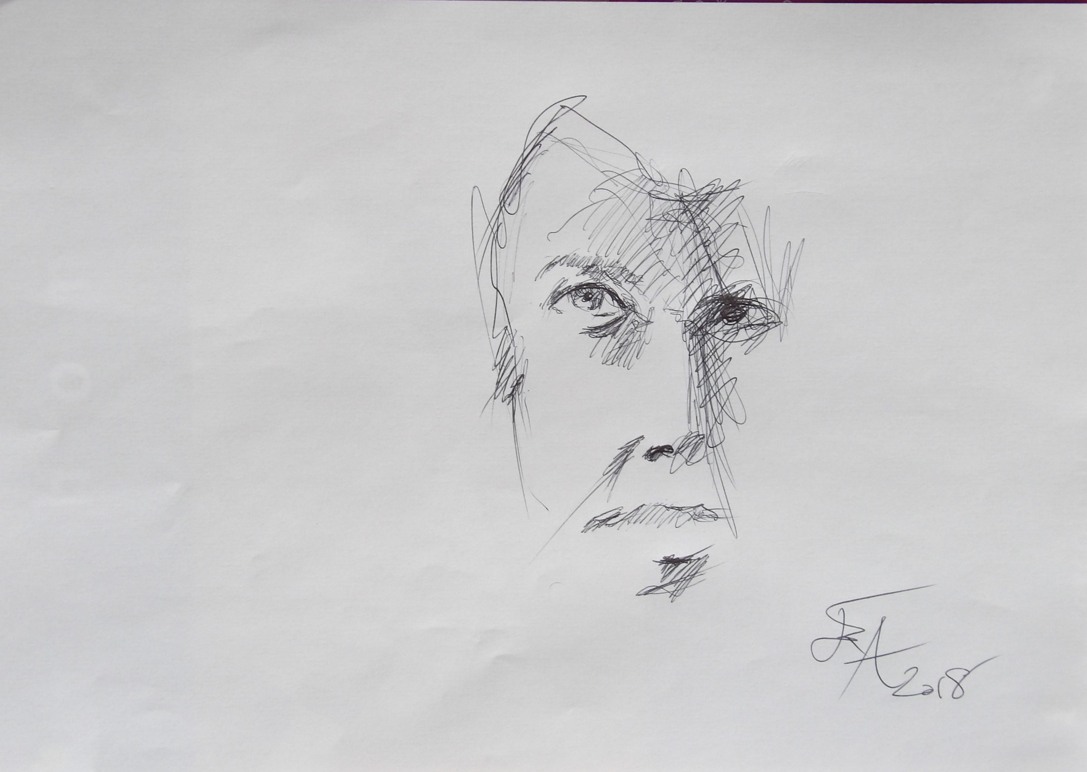 Dessins d'après les screen test d'Andy Warhol shot between 1963 and 1966 -15 - Paul America 1965 - 2018