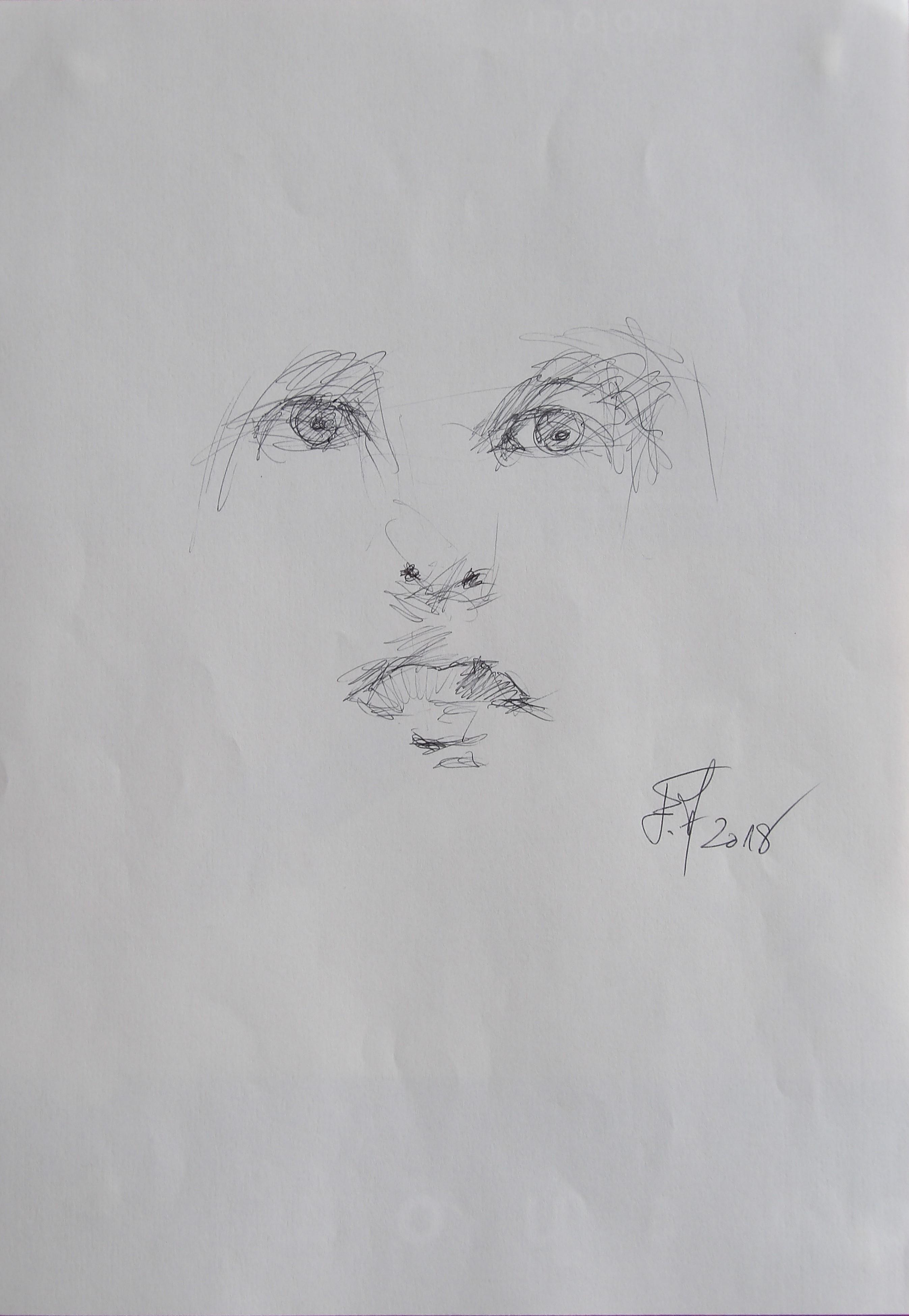 Dessins d'après les screen test d'Andy Warhol shot between 1963 and 1966 -12 -Nico (7) - 2018