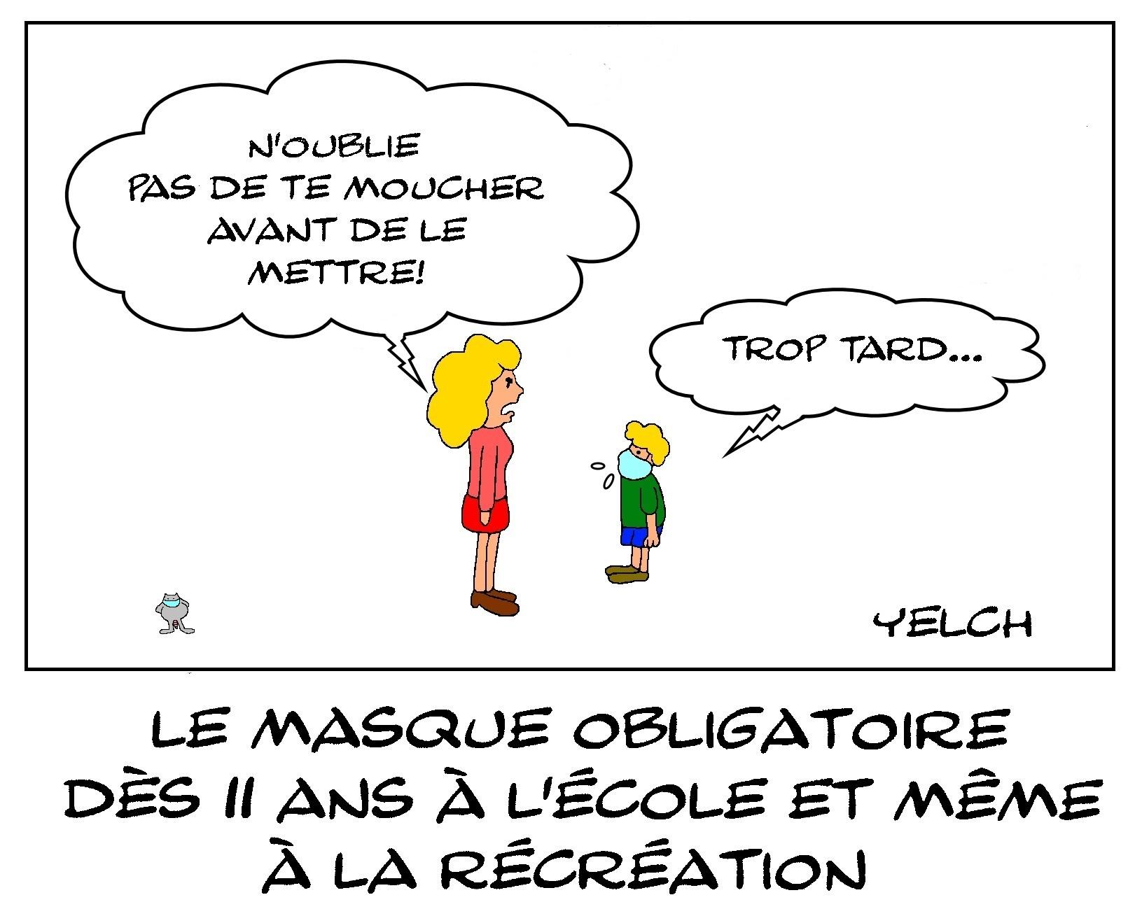 le masque obligatoire à l'école à partir de 11 ans et même à la récré