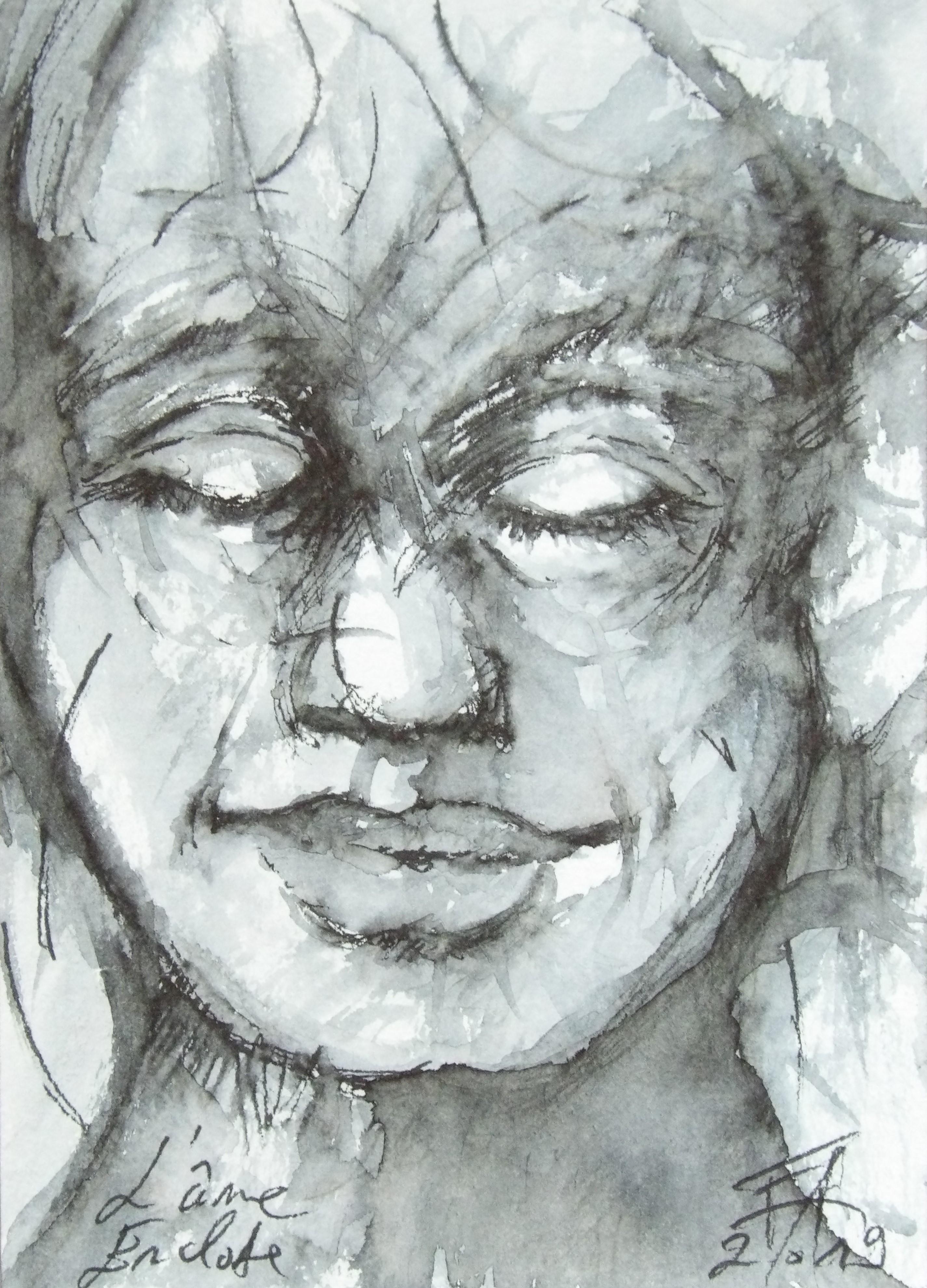 L'âme enclose - dessin jeux d'ombre et de lumière - 2019