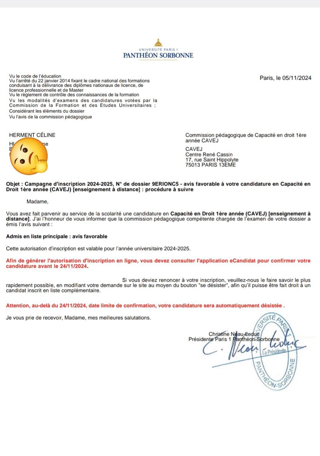pré-acceptation sorbonne
