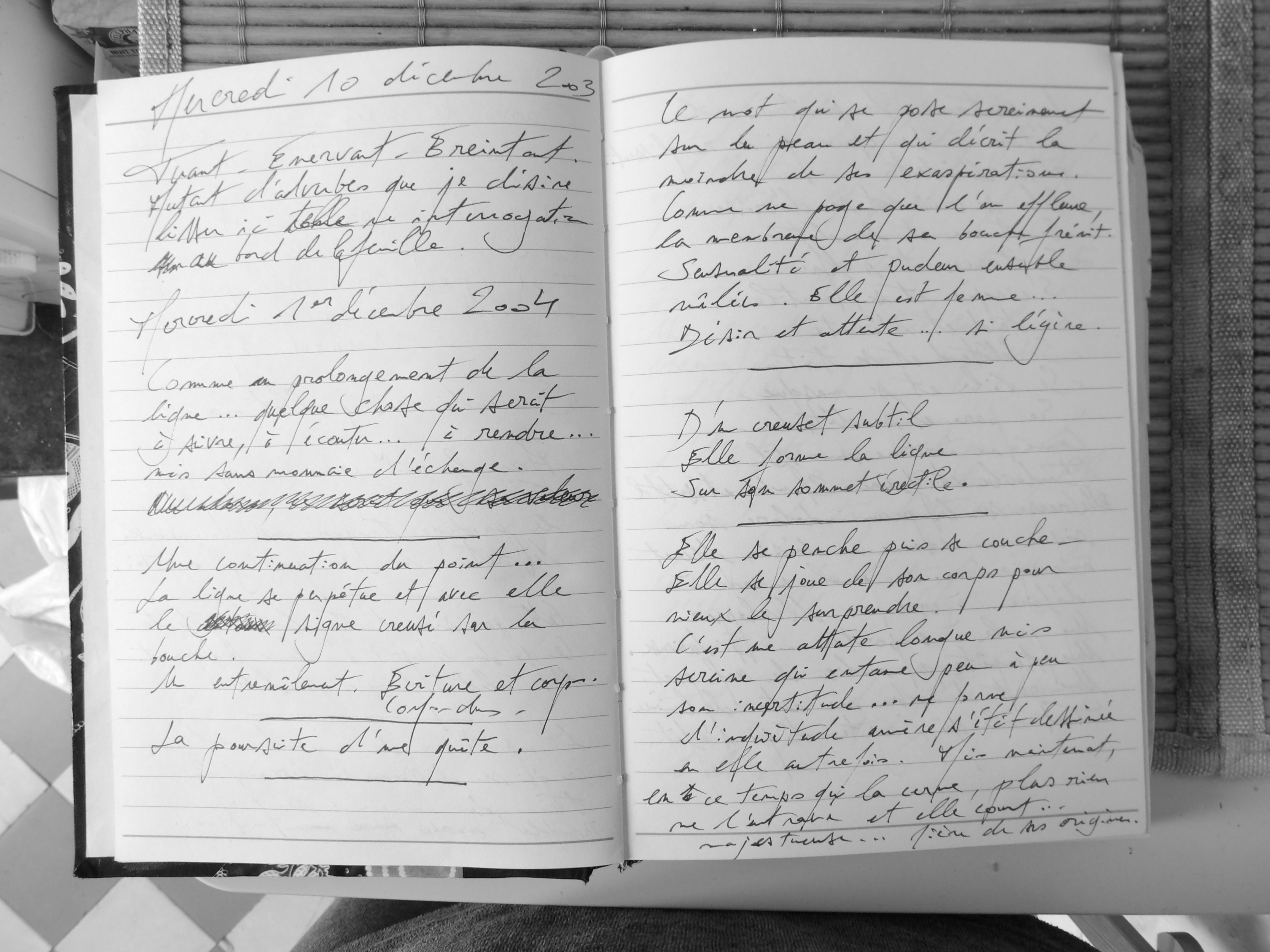 page journal écriture